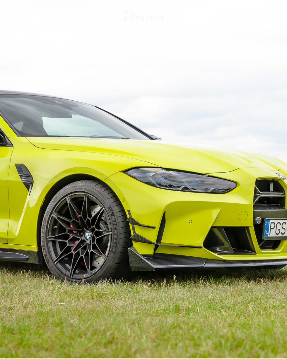 BMW M4 Competition karbonowy splitter przedniego zderzaka felga jet black detail