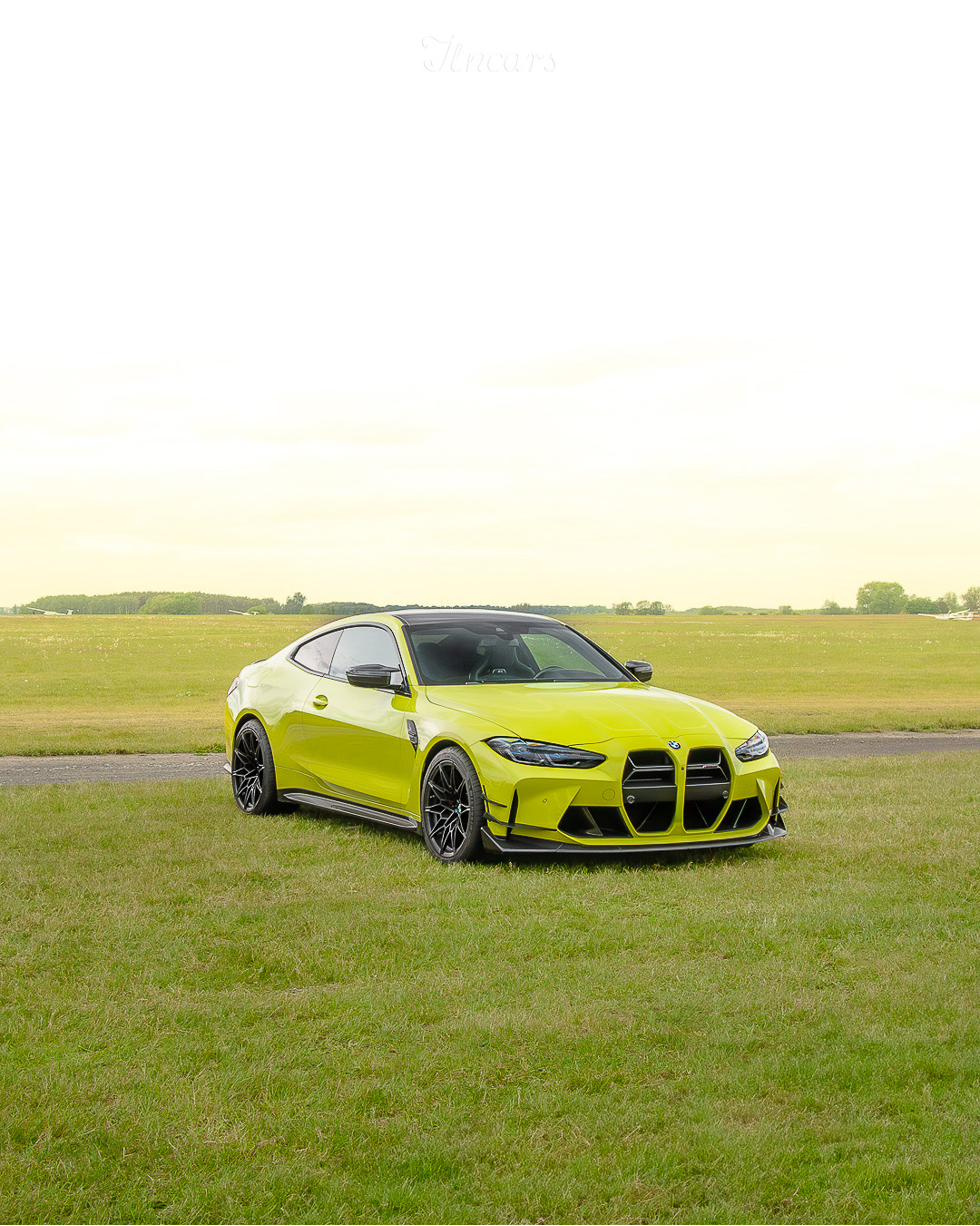 BMW M4 Competition G82 São Paulo Yellow lotnisko Leszno Strzyżewice widok z przodu